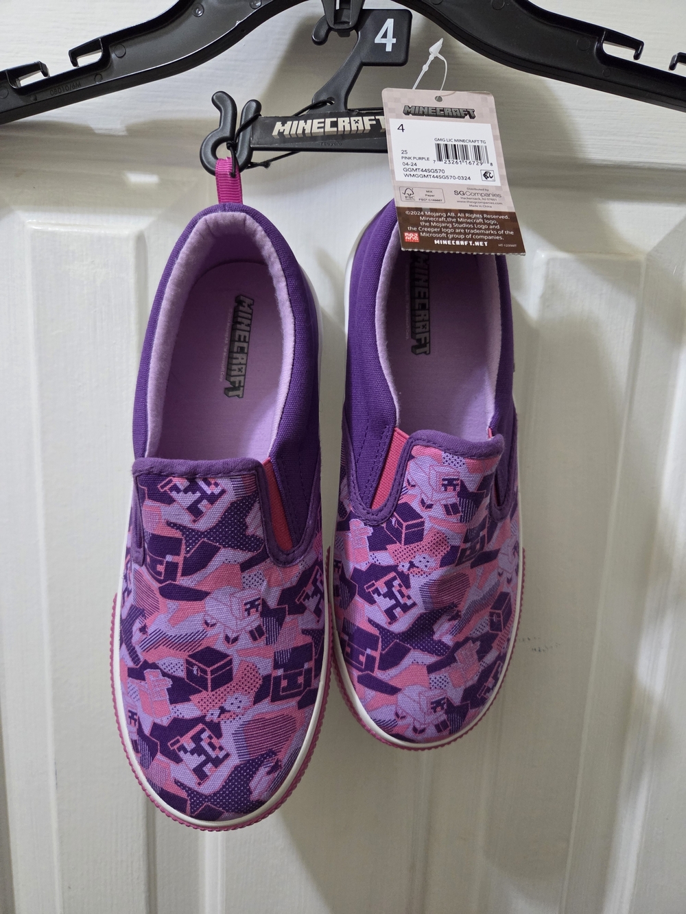 NEW with Tags Minecraft Kids' Slip-On Sneakers - Purple/Pink
